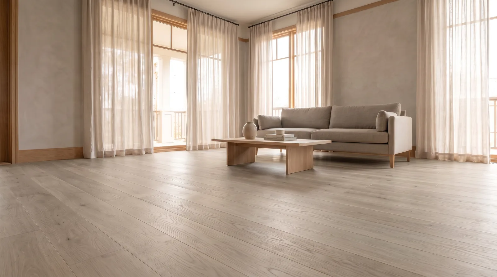 The same living room with luxury vinyl plank